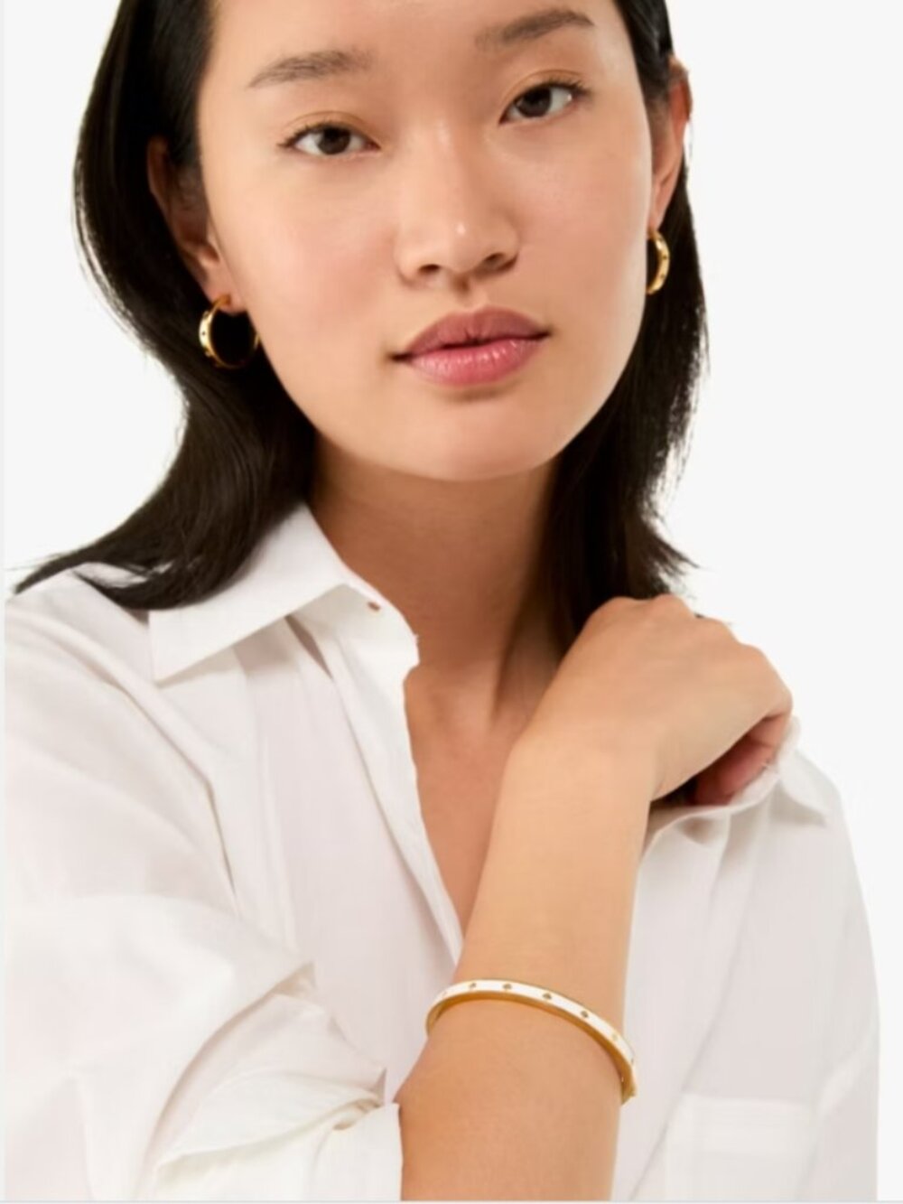 Kate Spade Spot the Spade Hinged Bangle White